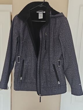 Free Country Heathered Dark Gray Hooded Utility Jacket